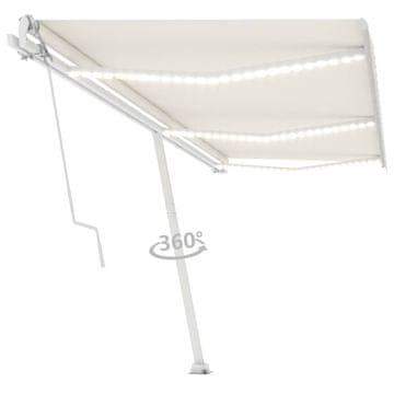 Vidaxl Električna tenda z LED-lučkami in senzorjem 6 x 3 m Krem