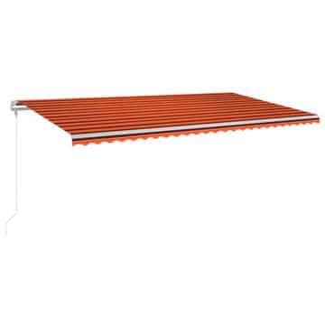 Vidaxl Avtomatska tenda LED + senzor 600x300 cm oranžno/rjava