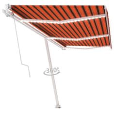 Greatstore Avtomatska tenda LED + senzor 600x300 cm oranžna/rjava