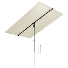 Vidaxl Zunanji senčnik z aluminijastim drogom 180x130 cm peščeno bel