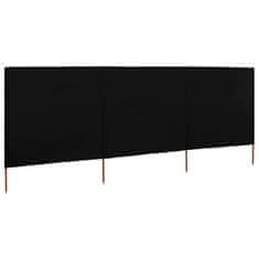 Greatstore 3-panelni vetrobran tkanina 400x160 cm črn