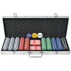 Vidaxl Poker Set s 500 Žetoni Aluminij