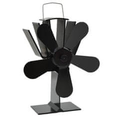 Greatstore Ventilator za kamin na toploto s 5 krili črn