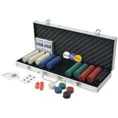 Greatstore Poker Set s 500 Žetoni Aluminij