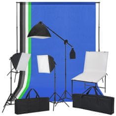 Vidaxl Komplet za fotografski studio z mizo, osvetljavo in ozadji