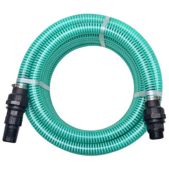 Vidaxl Sesalna cev z nastavki 7 m 22 mm zelene barve