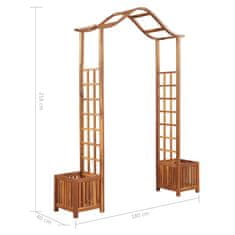 Vidaxl Vrtni obok s cvetličnim koritom trden akacijev les 180x40x218cm