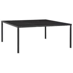 Vidaxl Vrtna miza črna 170x170x74,5 cm jeklo in steklo