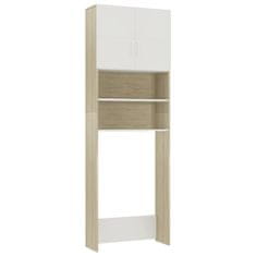 Vidaxl Omara za pralni stroj bela in sonoma hrast 64,x25,5x190 cm