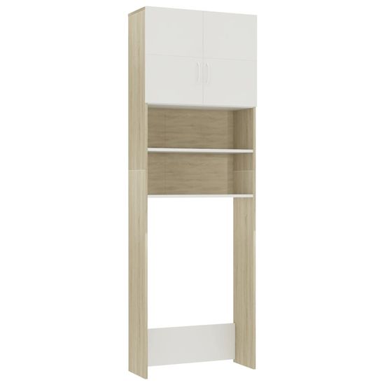 Vidaxl Omara za pralni stroj bela in sonoma hrast 64,x25,5x190 cm