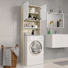 Vidaxl Omara za pralni stroj bela in sonoma hrast 64,x25,5x190 cm
