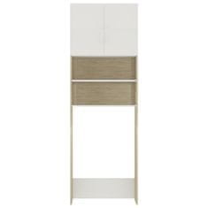 Vidaxl Omara za pralni stroj bela in sonoma hrast 64,x25,5x190 cm