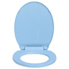 Greatstore WC deska s počasnim zapiranjem modra ovalna