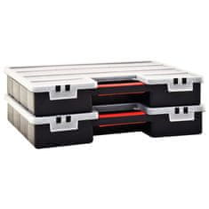 Vidaxl Škatle za sortiranje 2 kosa z delilniki 460x325x80 mm plastika