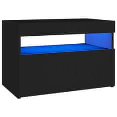 Vidaxl Nočna omarica z LED lučkami črna 60x35x40 cm inženirski les