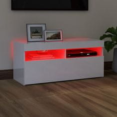 Vidaxl TV omarica z LED lučkami visok sijaj bela 90x35x40 cm