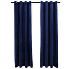 shumee Zatemnitvene zavese z obročki 2 kosa žamet temno modre 140x175