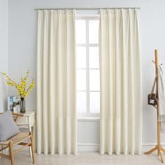 Vidaxl Zatemnitvene zavese 2 kosa z obešali žametne krem 140x225 cm
