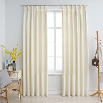 Vidaxl vidaXL Zavese s kavlji, 2 kosa, žamet, kremne, 140x225 cm