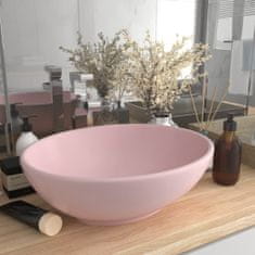shumee Razkošen umivalnik ovalen mat roza 40x33 cm keramičen