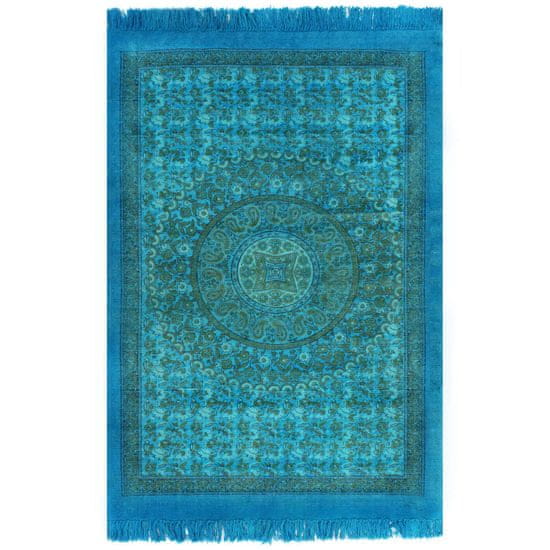 Vidaxl Kilim preproga iz bombaža z vzorcem 120x180 cm turkizna