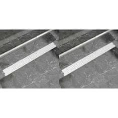 Vidaxl Kanaleta za tuš 2 kosa mehurčki 1030x140 mm nerjaveče jeklo