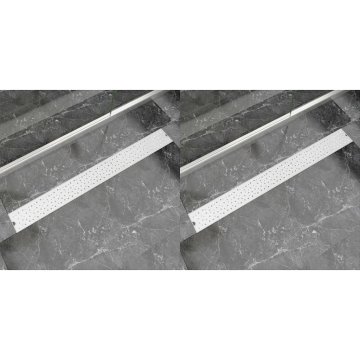 Vidaxl Kanaleta za tuš 2 kosa mehurčki 1030x140 mm nerjaveče jeklo
