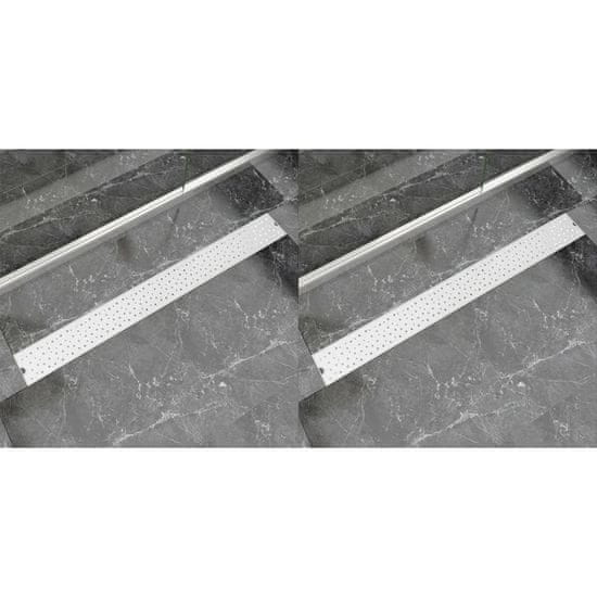 Vidaxl Kanaleta za tuš 2 kosa mehurčki 1030x140 mm nerjaveče jeklo