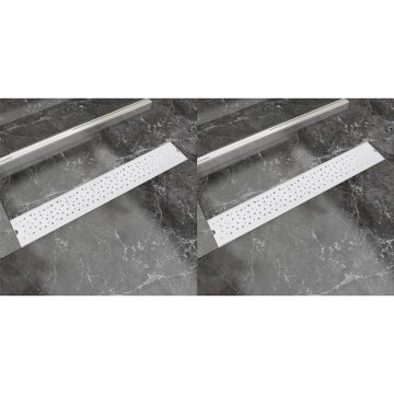 Vidaxl Kanaleta za tuš 2 kosa mehurčki 730x140 mm nerjaveče jeklo