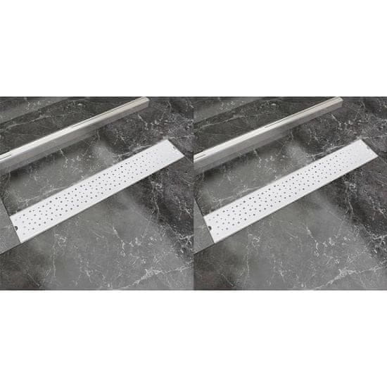 Vidaxl Kanaleta za tuš 2 kosa mehurčki 730x140 mm nerjaveče jeklo