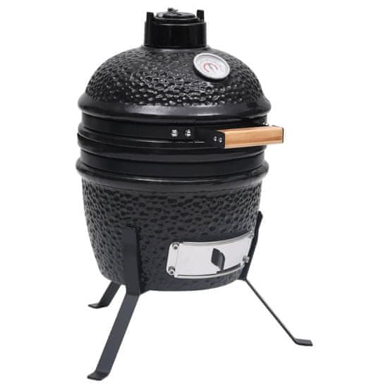 Greatstore Kamado žar za dimljenje 2 v 1 iz keramike 56 cm črn