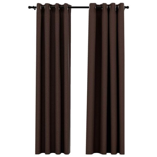 Vidaxl Zatemnitvene zavese z obročki 2 kosa taupe 140x245 cm