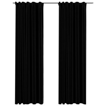 Vidaxl Zatemnitvene zavese z obešali 2 kosa črne 140x245 cm