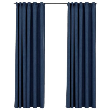Vidaxl Zatemnitvene zavese z obešali 2 kosa modre 140x245 cm