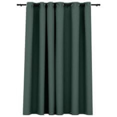 shumee Zatemnitvena zavesa z obročki videz platna zelena 290x245 cm