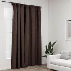 Vidaxl Zatemnitvena zavesa z obešali videz platna taupe 290x245 cm