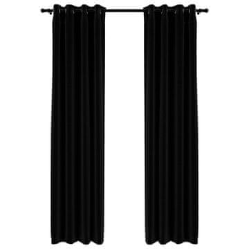 Vidaxl Zatemnitvene zavese z obročki 2 kosa črne 140x245 cm