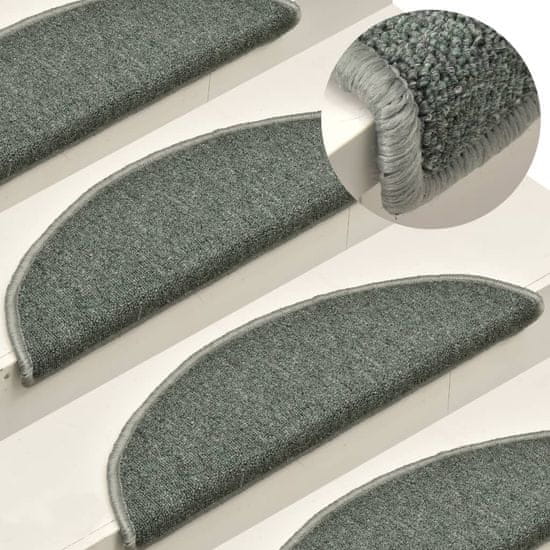 Vidaxl Preproge za stopnice 15 kosov temno zelene 56x17x3 cm