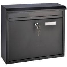 Vidaxl Poštni nabiralnik črn 36x12x32 cm