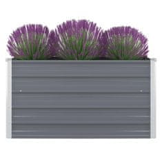 Vidaxl Dvignjeno cvetlično korito 100x100x45 cm pocinkano jeklo sivo