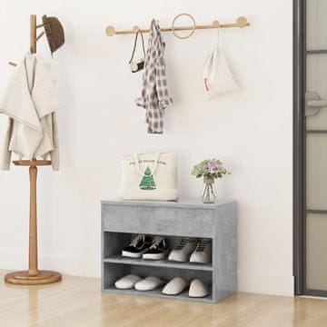 Vidaxl Klop za čevlje betonsko siva 60x30x45 cm iverna plošča