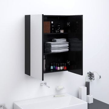 Vidaxl vidaXL Kopalniška omarica z ogledalom 60x15x75 cm, MDF, sijajno črna