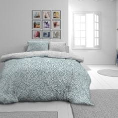 Svilanit Blue Dots bombažno-satenasta posteljnina, sivo-modra, 140x200 / 50x70 cm