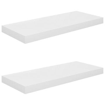 Vidaxl Lebdeče police 2 kosa visok sijaj bele 60x23,5x3,8 cm MDF