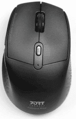 Port Designs miška, brezžična, polnilna, Bluetooth, USB-A, USB-C, črna (900715)