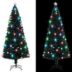 Vidaxl Osvetljena novoletna jelka s stojalom in LED 210 cm optična vlakna