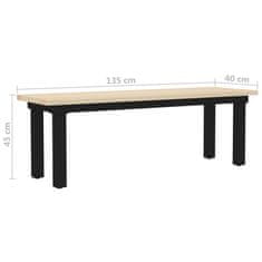 Vidaxl Klop 135x40x45 cm borovina