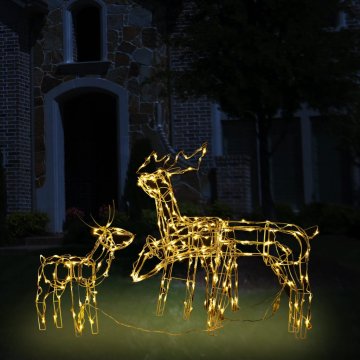 Greatstore Božični svetlobni okras 3-delni jeleni 229 LED lučk
