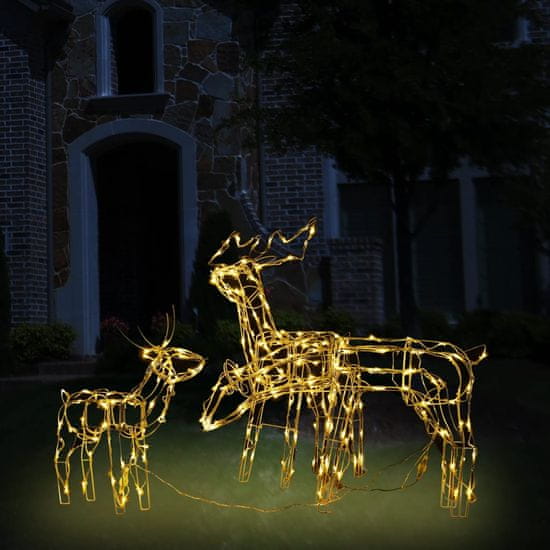 Greatstore Božični svetlobni okras 3-delni jeleni 229 LED lučk