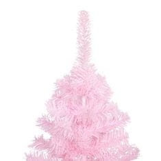 Vidaxl Umetna osvetljena novoletna jelka z bunkicami roza 150 cm PVC